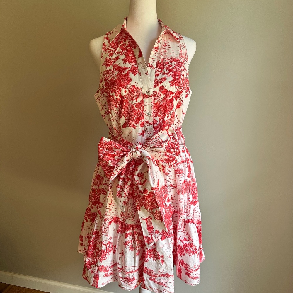 Vineyard Vines Tie Waist Sleeveless Tiered Dress